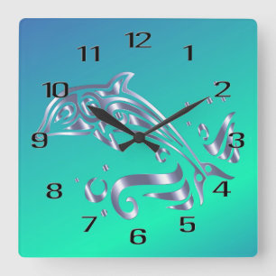 Reloj Cuadrado I Love Dolphins Acrylic Wall Clock
