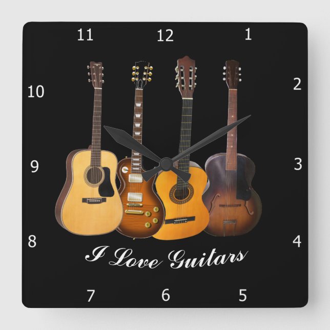 RELOJ CUADRADO I LOVE GUITARS (Anverso)
