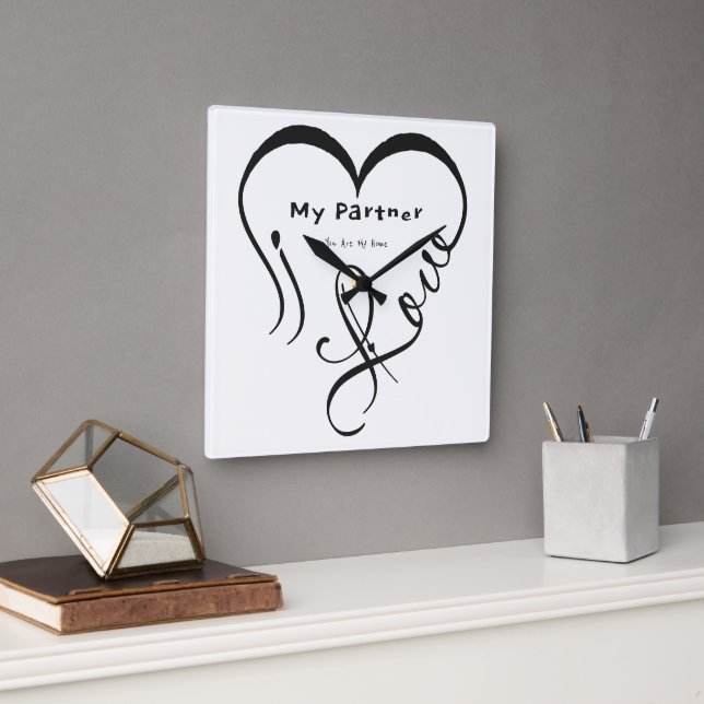 Reloj Cuadrado I Love My Partner - You Are My Home Throw Pillow (Oficina)
