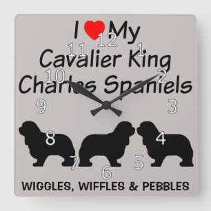 Reloj Cuadrado I Love My Three Cavalier King Charles Spaniel Dogs