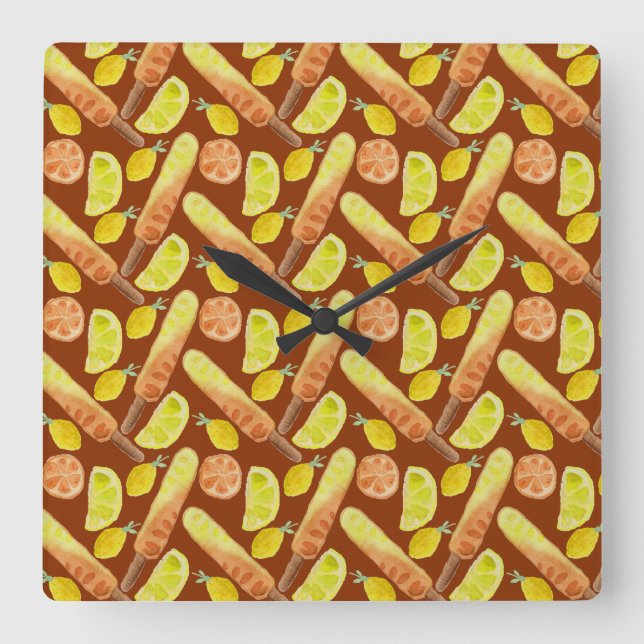 Reloj Cuadrado Ice cream pattern | Lollies pattern | lollipop 11 (Anverso)
