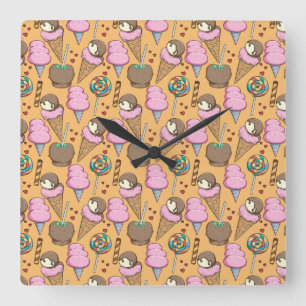 Reloj Cuadrado Ice cream pattern   Lollies pattern   lollipop 26