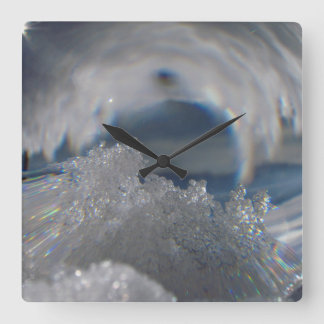 Reloj Cuadrado Ice Crystal Magnification Distortion Clock, Snow,