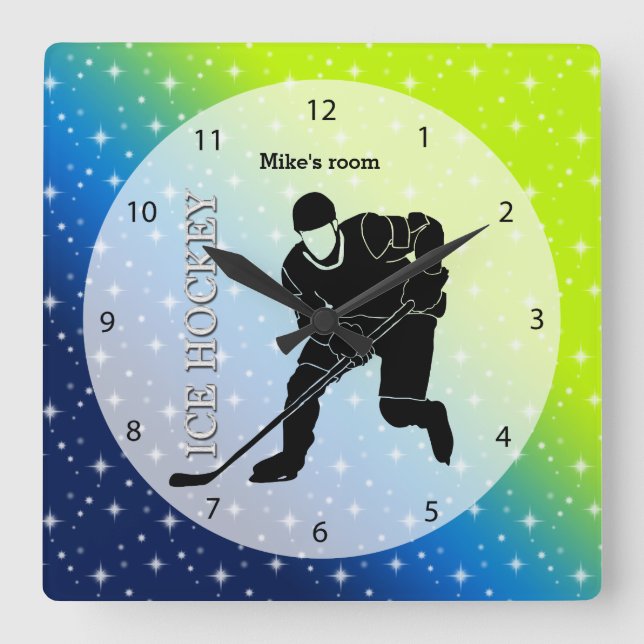 Reloj Cuadrado Ice Hockey (Anverso)
