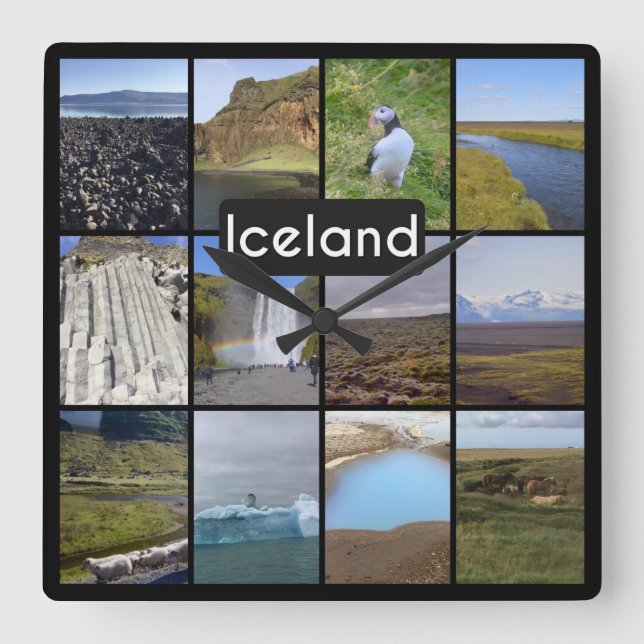 Reloj Cuadrado Iceland Summer Landscape (Anverso)