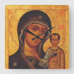 Reloj Cuadrado Icono ortodoxo Nuestra Señora de Kazán