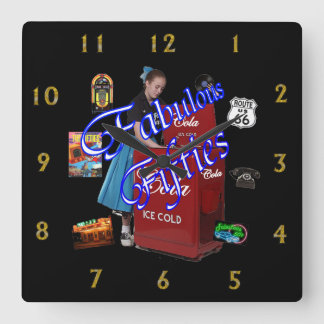 Reloj Cuadrado Iconos de la memoria de los cincuenta