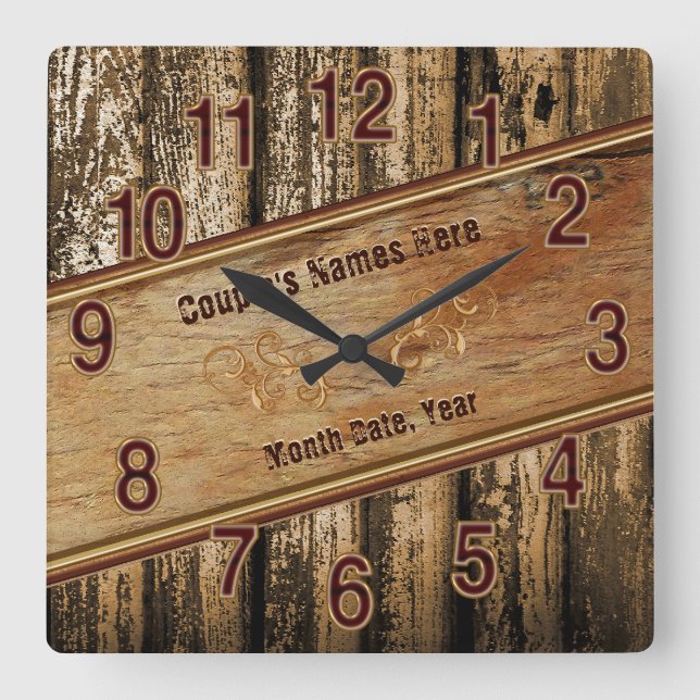 Reloj Cuadrado Ideas de regalo de Boda ruso personalizado para pa (Anverso)