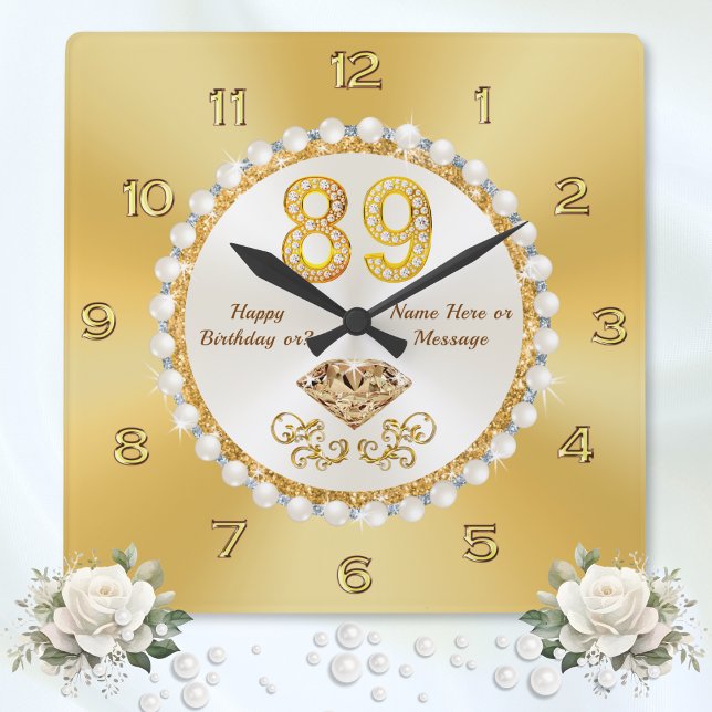 Reloj Cuadrado Ideas de regalo de cumpleaños número 89 personaliz (89th birthday gift ideas. Happy 89th birthday wishes. 89th birthday ideas for her, woman, grandma.)