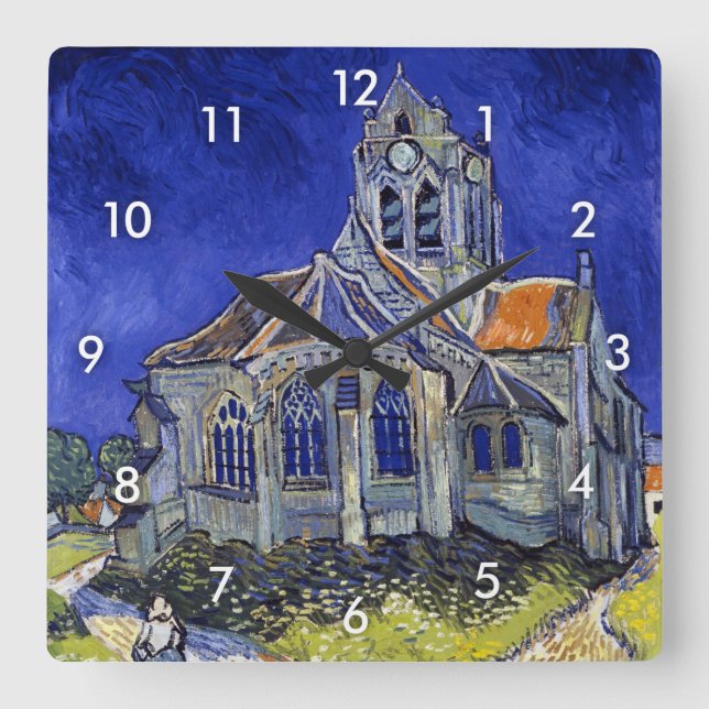 Reloj Cuadrado Iglesia de Auvers, Van Gogh (Anverso)