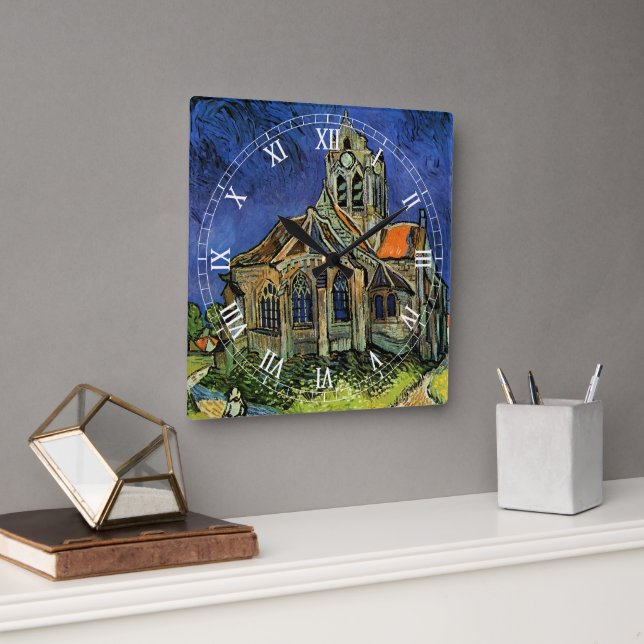 Reloj Cuadrado Iglesia en Auvers-sur-Oise por Vincent van Gogh (Oficina)