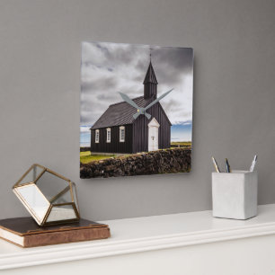 Reloj Cuadrado Iglesia Negra De Budir, Islandia