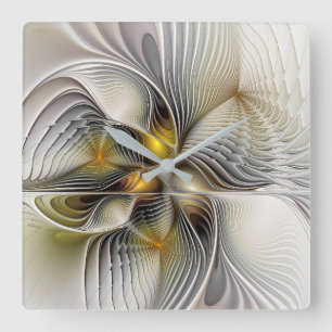 Reloj Cuadrado Ilusión óptica abstracta fractal 3D con profundida