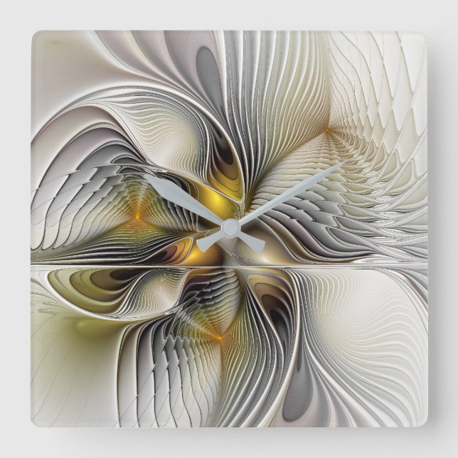 Reloj Cuadrado Ilusión óptica abstracta fractal 3D con profundida (Anverso)