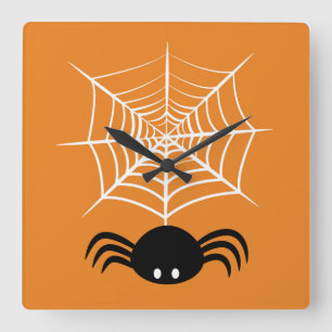 Reloj Cuadrado Ilustración de araña espeluznante de Halloween