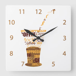 Reloj Cuadrado Ilustracion de café moderno