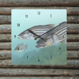 Reloj Cuadrado Ilustracion de lubina a rayas