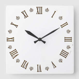 Reloj Cuadrado Ilustracion de números numéricos romanos