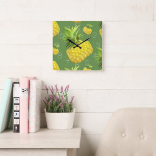 Reloj Cuadrado Ilustracion de piña