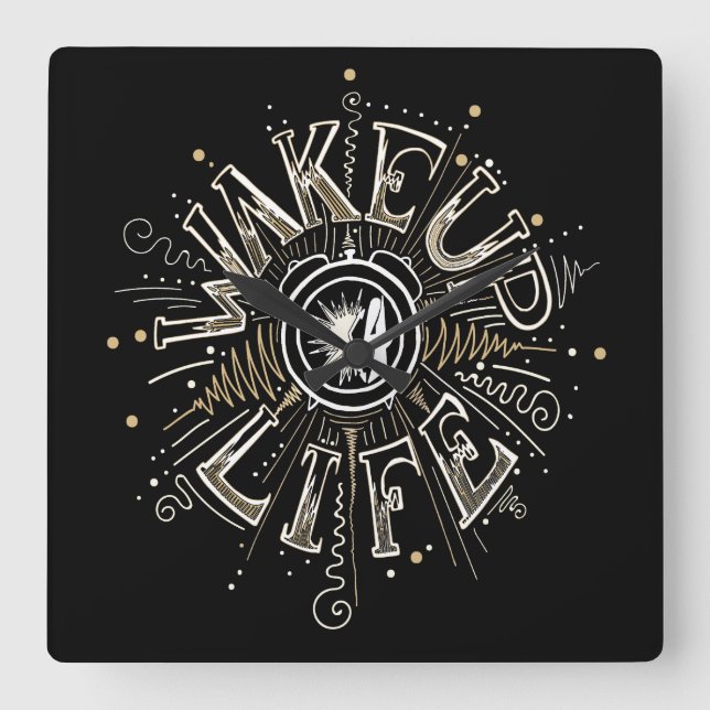 Reloj Cuadrado Ilustracion de presupuesto de WAKE UP 4 LIFE inspi (Anverso)