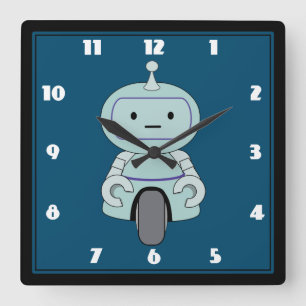 Reloj Cuadrado Ilustracion de robot corto