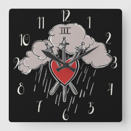 Reloj Cuadrado Ilustración del Tarot del Corazón de Amor de 3 de