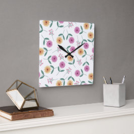 Reloj Cuadrado Ilustración floral