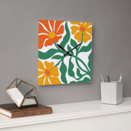 Reloj Cuadrado Ilustración floral