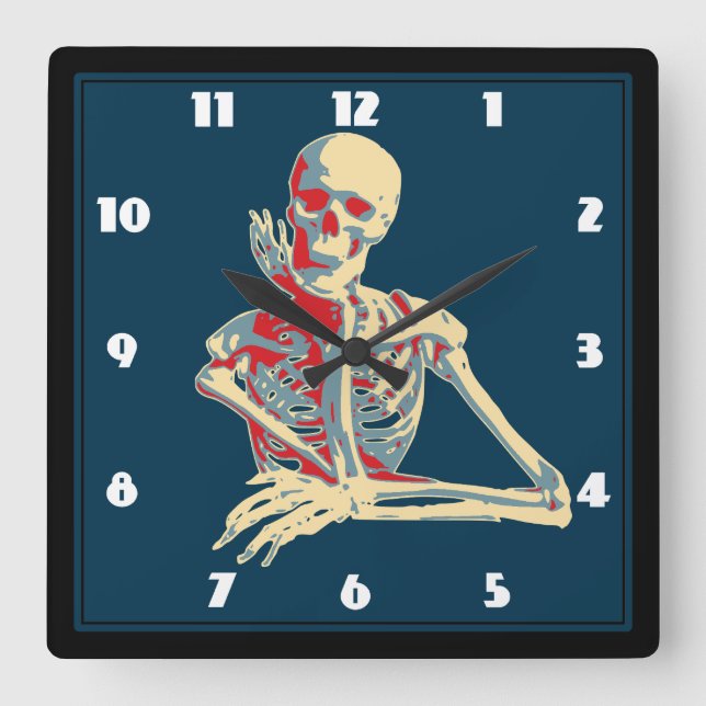 Reloj Cuadrado Ilustracion Guay Retro Skeleton (Anverso)