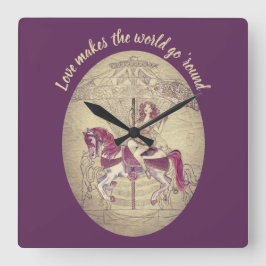 Reloj Cuadrado Ilustracion y cotización de carrusel púrpura de bo