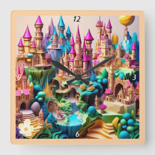 Reloj Cuadrado "Ilustraciones de fantasía descabellados"