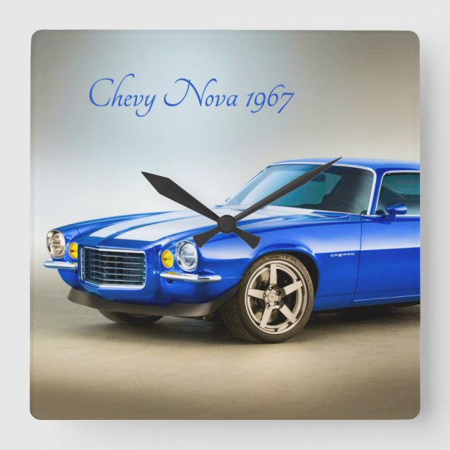 Reloj Cuadrado Imagen clásica del coche para cuadrado-pared-reloj (Anverso)