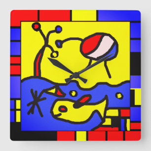 Reloj Cuadrado Imagen con arte moderno de pescado