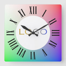 Reloj Cuadrado Imagen con logotipo elegante, rueda del arcoiris p