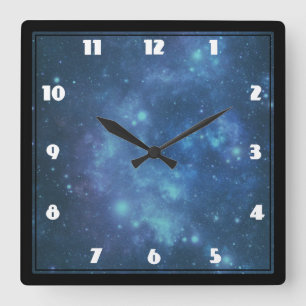 Reloj Cuadrado Imagen cósmica azul y púrpura del espacio