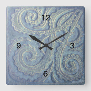 Reloj Cuadrado Imagen cuadrada Minimalista de mosaico de Blue Fer