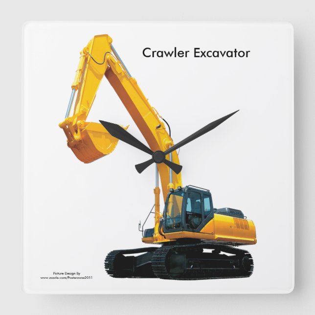 Reloj Cuadrado Imagen de Crawler Excavator para Square-Wall-Clock (Anverso)