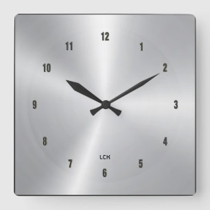 Reloj Cuadrado Imagen de fondo de plata metálica