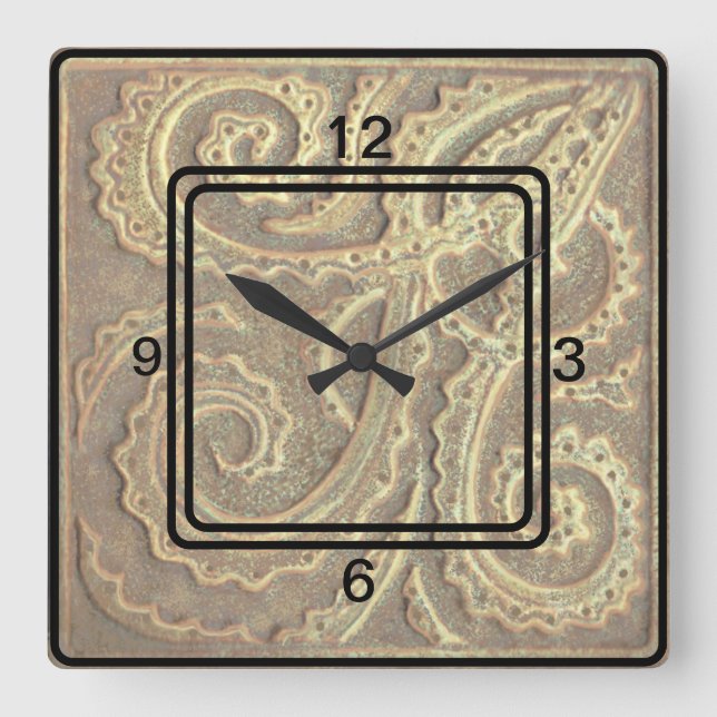 Reloj Cuadrado Imagen de mosaico de Square Clock Tan Fern (Anverso)