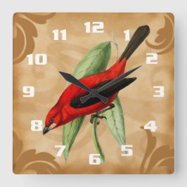 Reloj Cuadrado Imagen de pájaro de estilo vintage Hermosa y única