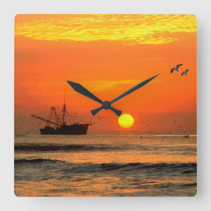 Reloj Cuadrado Imagen de Sunset para Square-Wall-Clock