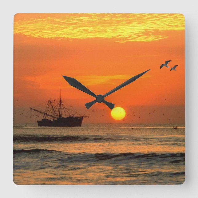 Reloj Cuadrado Imagen de Sunset para Square-Wall-Clock (Anverso)