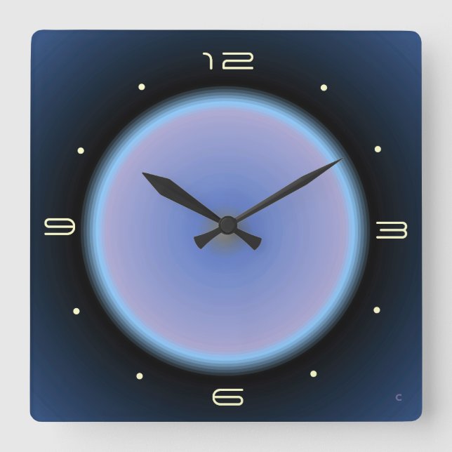 Reloj Cuadrado Imagen lunar rosa/malva/azul >Reloj de cocina (Anverso)