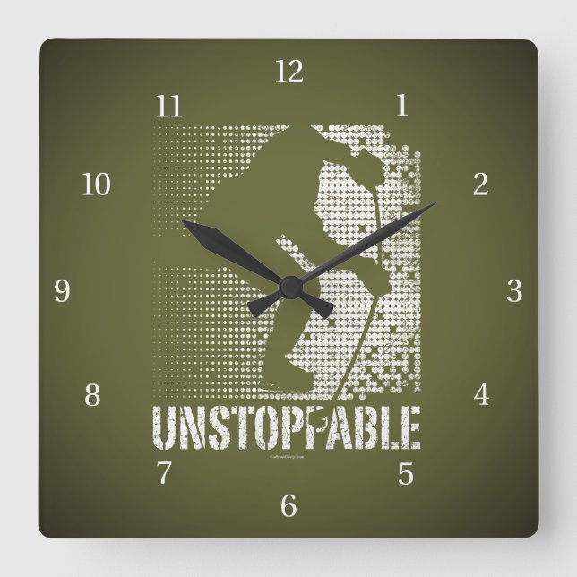 Reloj Cuadrado Imparable (hockey) (Anverso)