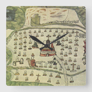 Reloj Cuadrado Imperio Azteca de Moctezuma, Mapa Antiguo del Mund