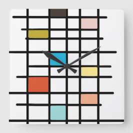 Reloj Cuadrado Impresión de arte moderno de mediados de siglo