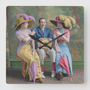 Reloj Cuadrado impresión de artistas de vaudeville de alrededor d