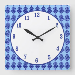 Reloj Cuadrado Impresión de bloques Boho India