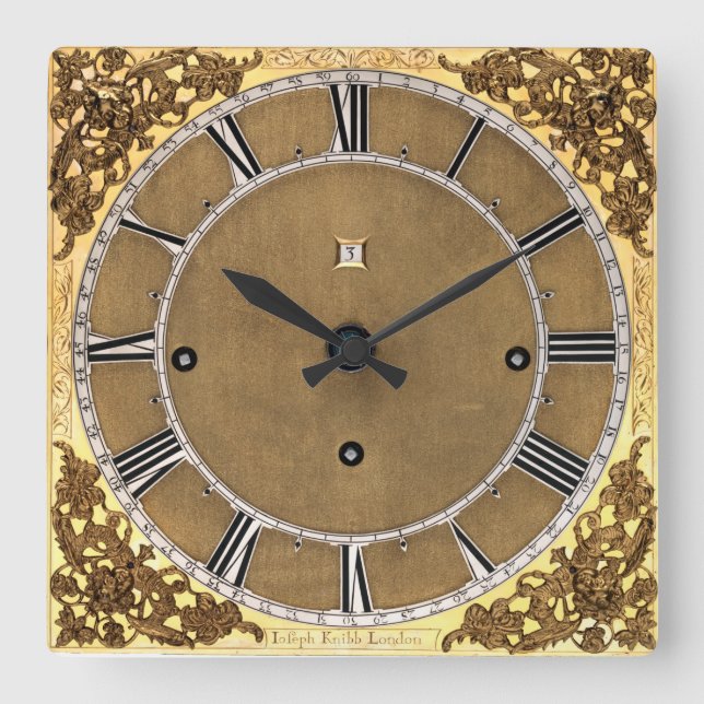 Reloj Cuadrado Impresión de la antigua 1685 Joseph Knibb (Anverso)