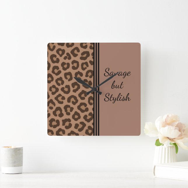 Reloj Cuadrado Impresión de leopardo salvaje pero elegante (Hogar)